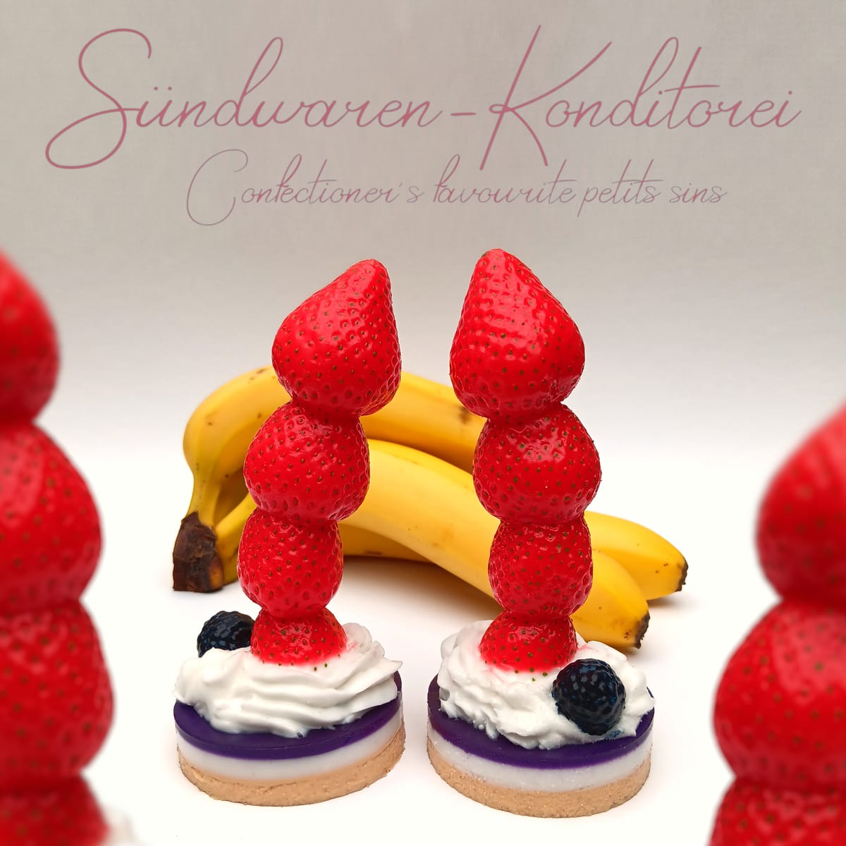 Strawberry cream pie - handmade and handpainted Suction Cup Dildo