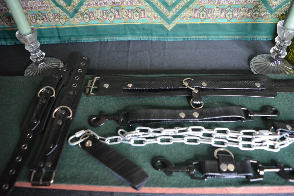 Complete handmade leather BDSM kit. Full Black edition