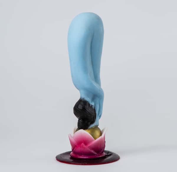 Uttanasana well balanced, our handmade toy with two ends in soft and hard, including stand with suction cup, 21 cm