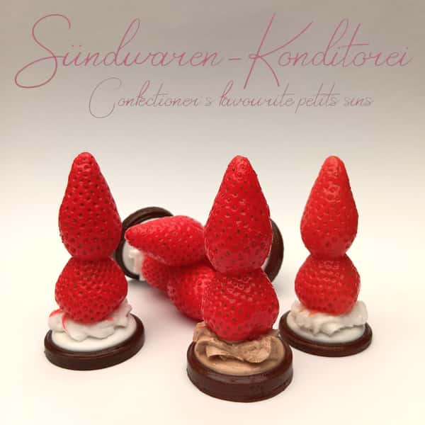 Strawberry feels forever - handcrafted and handpainted Siliconedildo from Suendwaren-Konditorei