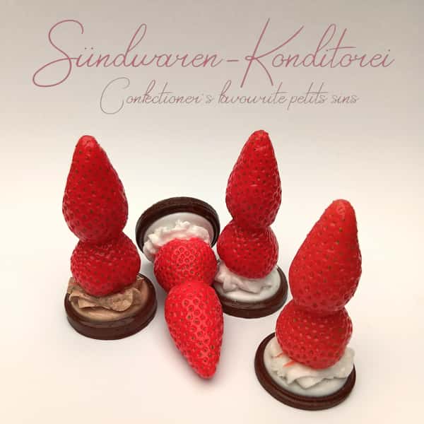Strawberry feels forever - handcrafted and handpainted Siliconedildo from Suendwaren-Konditorei