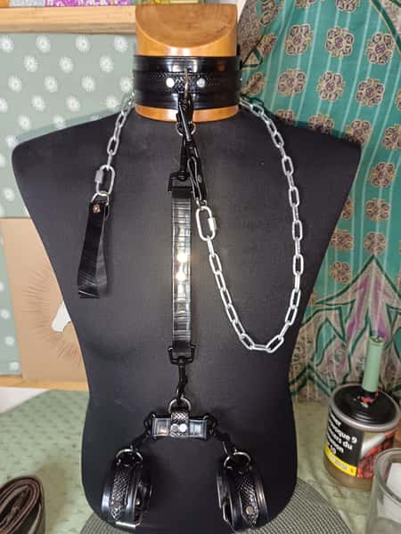 Complete handmade leather BDSM kit. Full Black edition