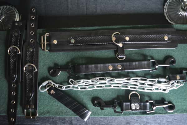Complete handmade leather BDSM kit. Full Black edition