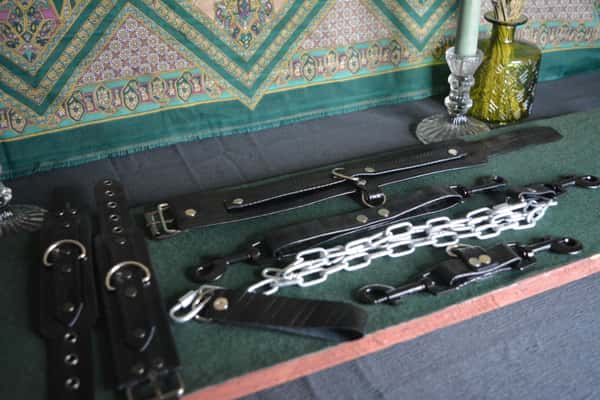 Complete handmade leather BDSM kit. Full Black edition